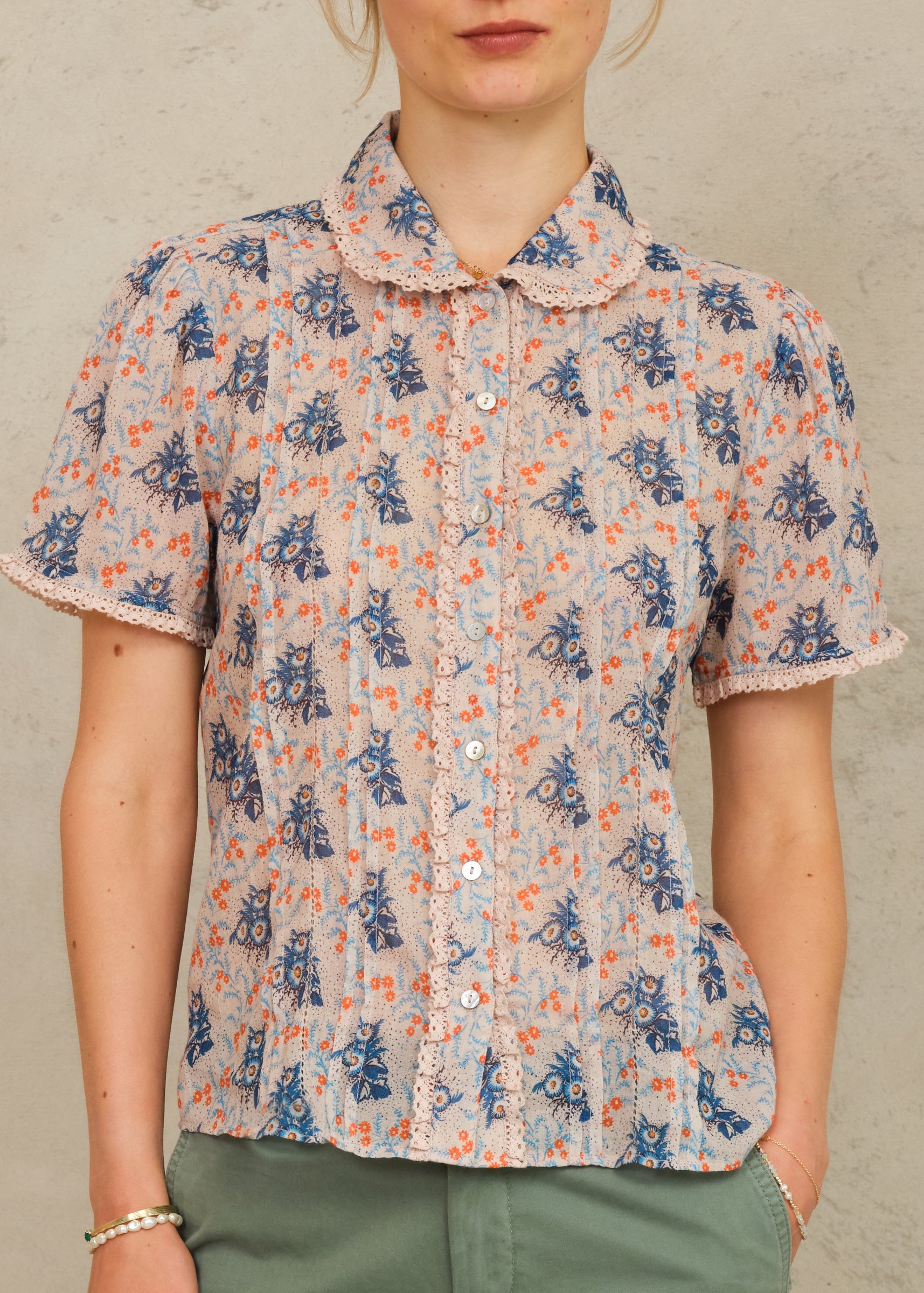 Aster Collar Short Sleeve Top - Multi