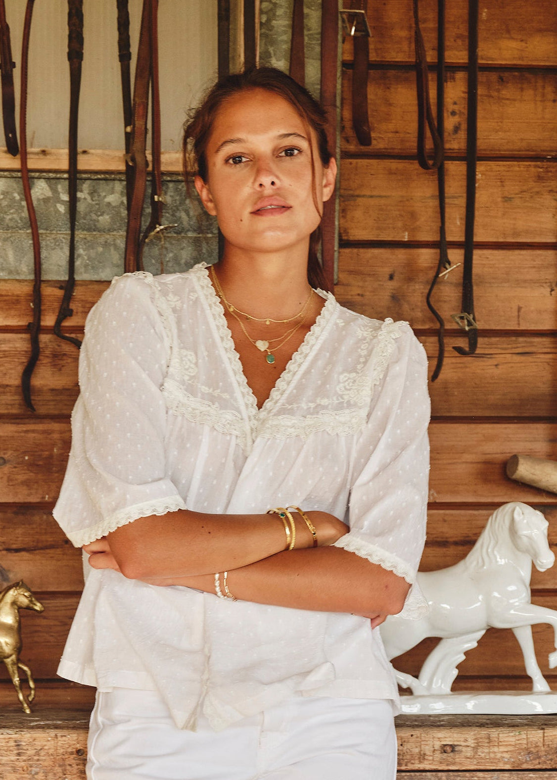 Brea Frill Top - Ivory