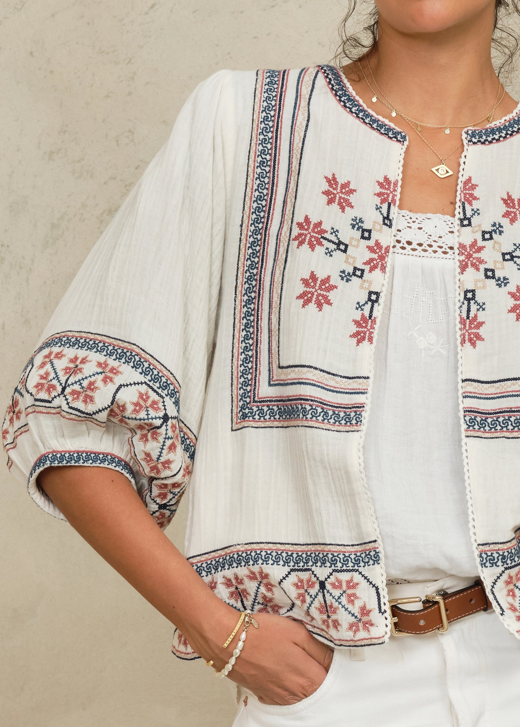 Calista Jacket - Ecru/Multi