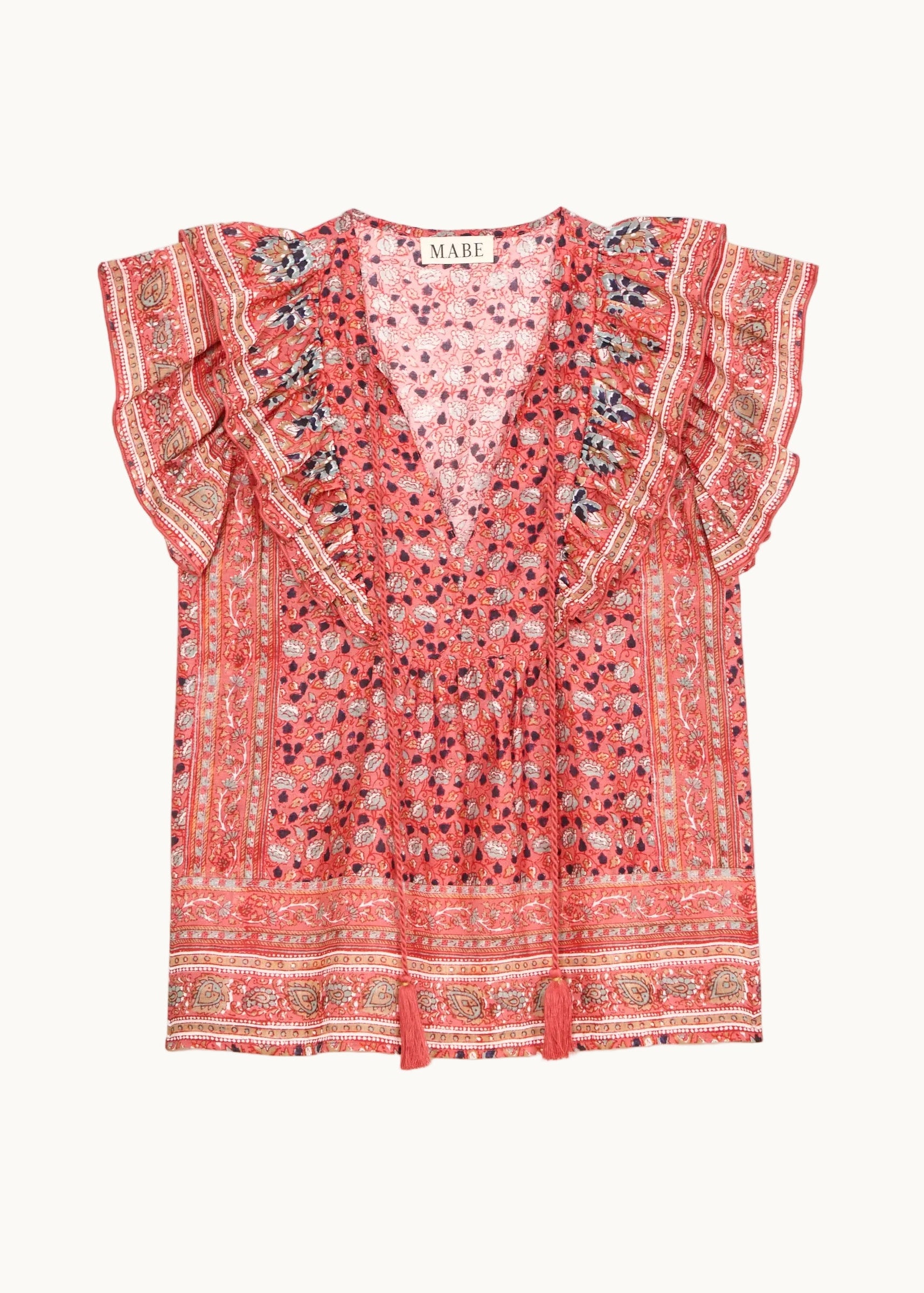 Darla Frill Short Sleeve Top - Rose/Multi