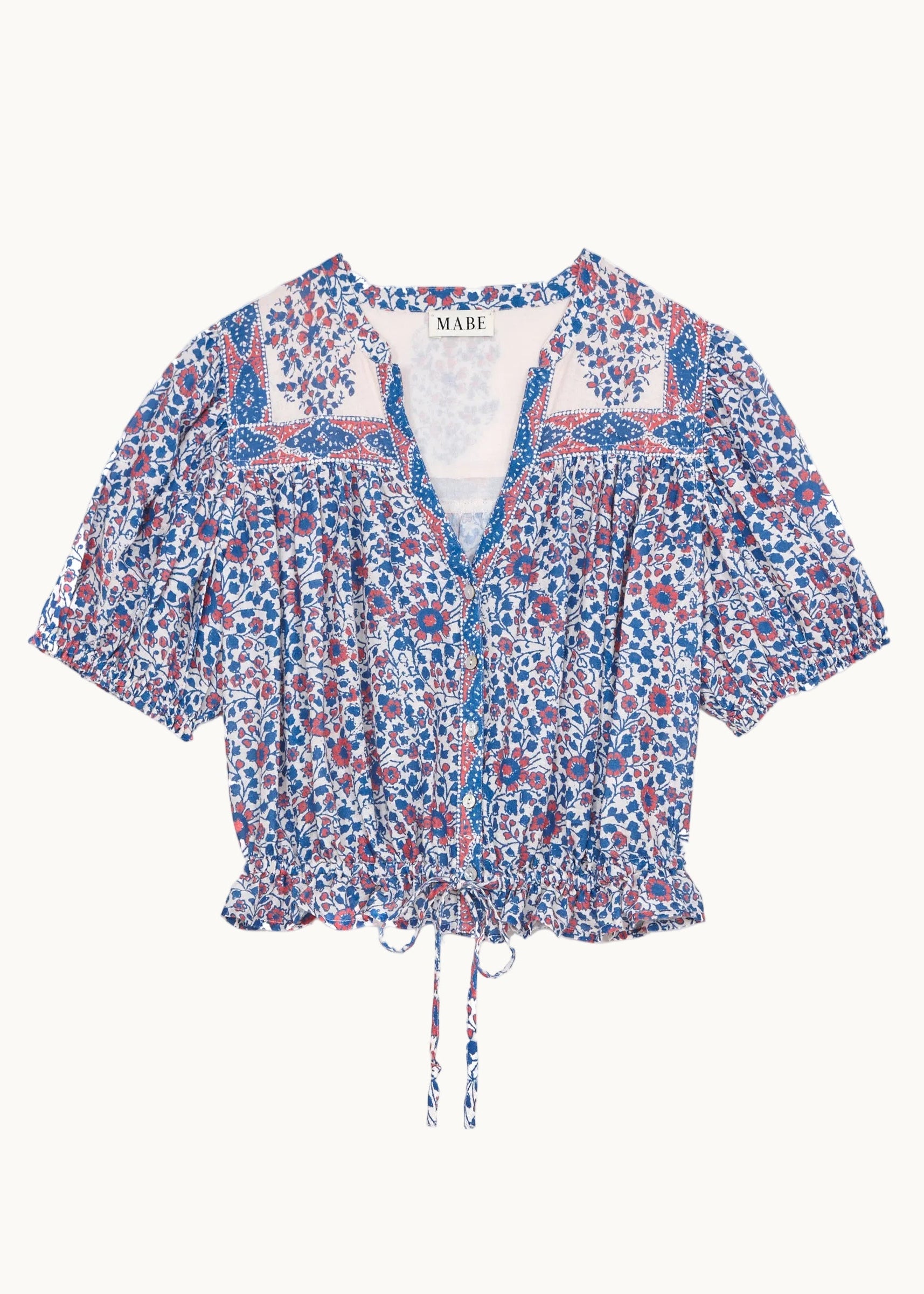 Della Short Sleeve Top - Blue/Pink
