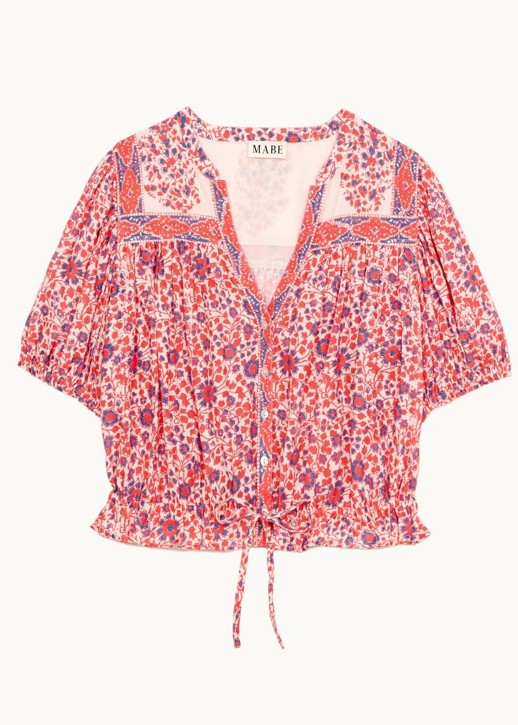 Della Short Sleeve Top - Red/Navy