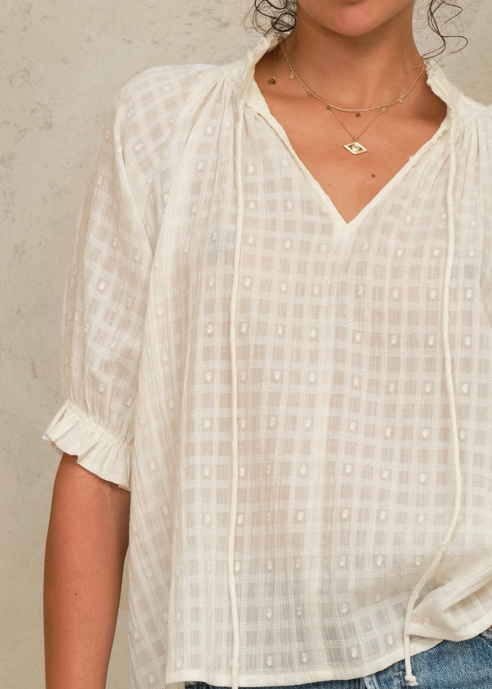 Etta Short Sleeve Top - Ecru