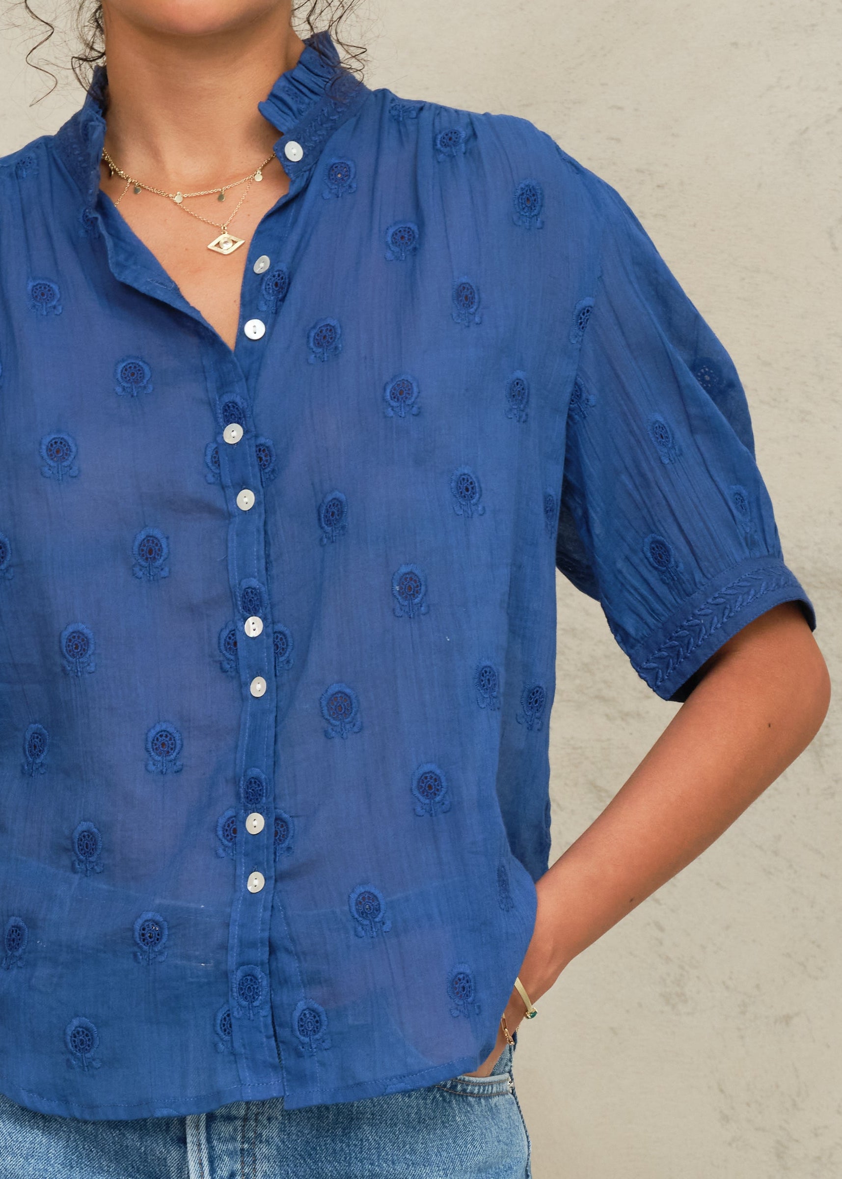 Frani Short Sleeve Top - Cobalt