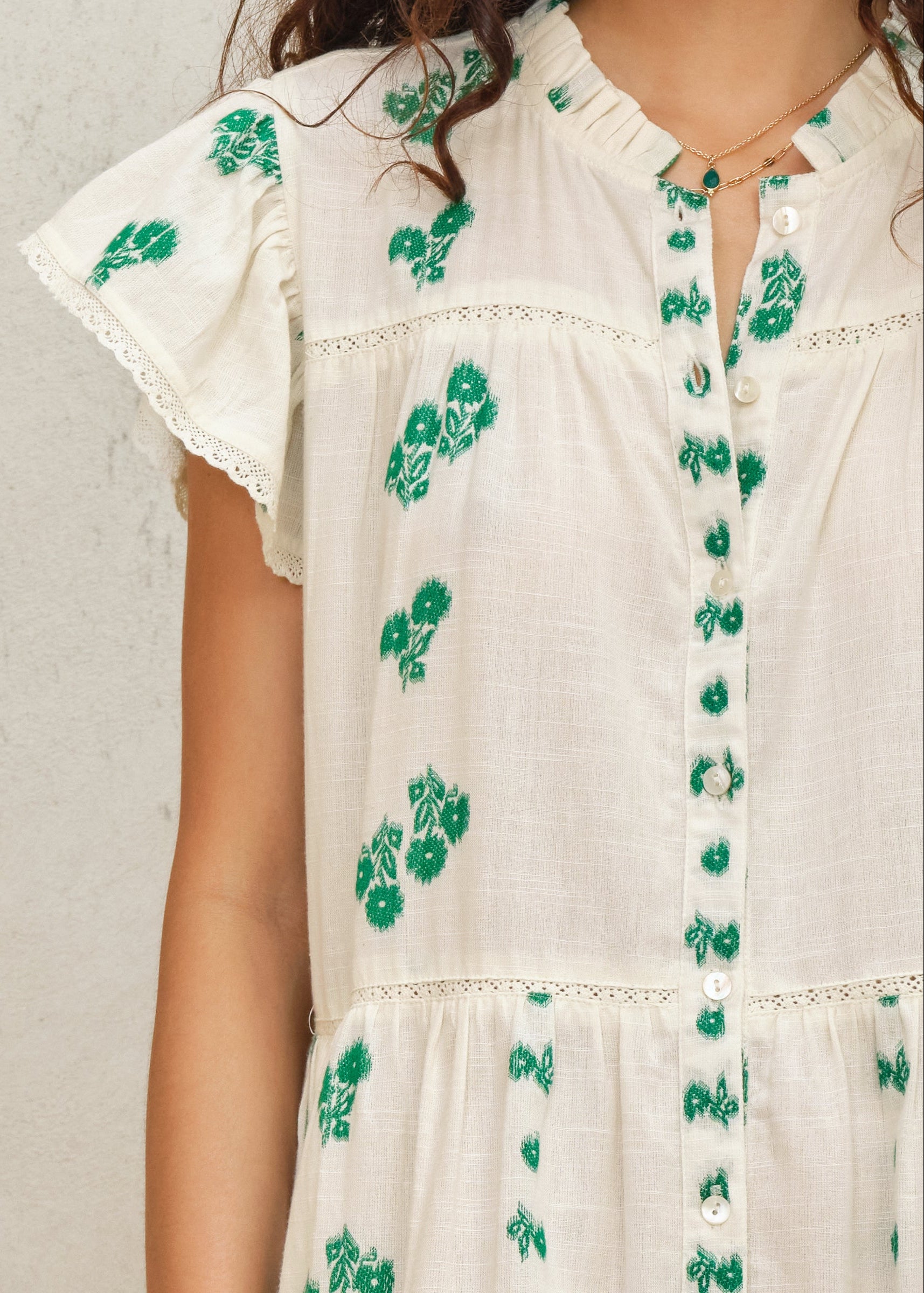 Iris Frill Sundress - Green