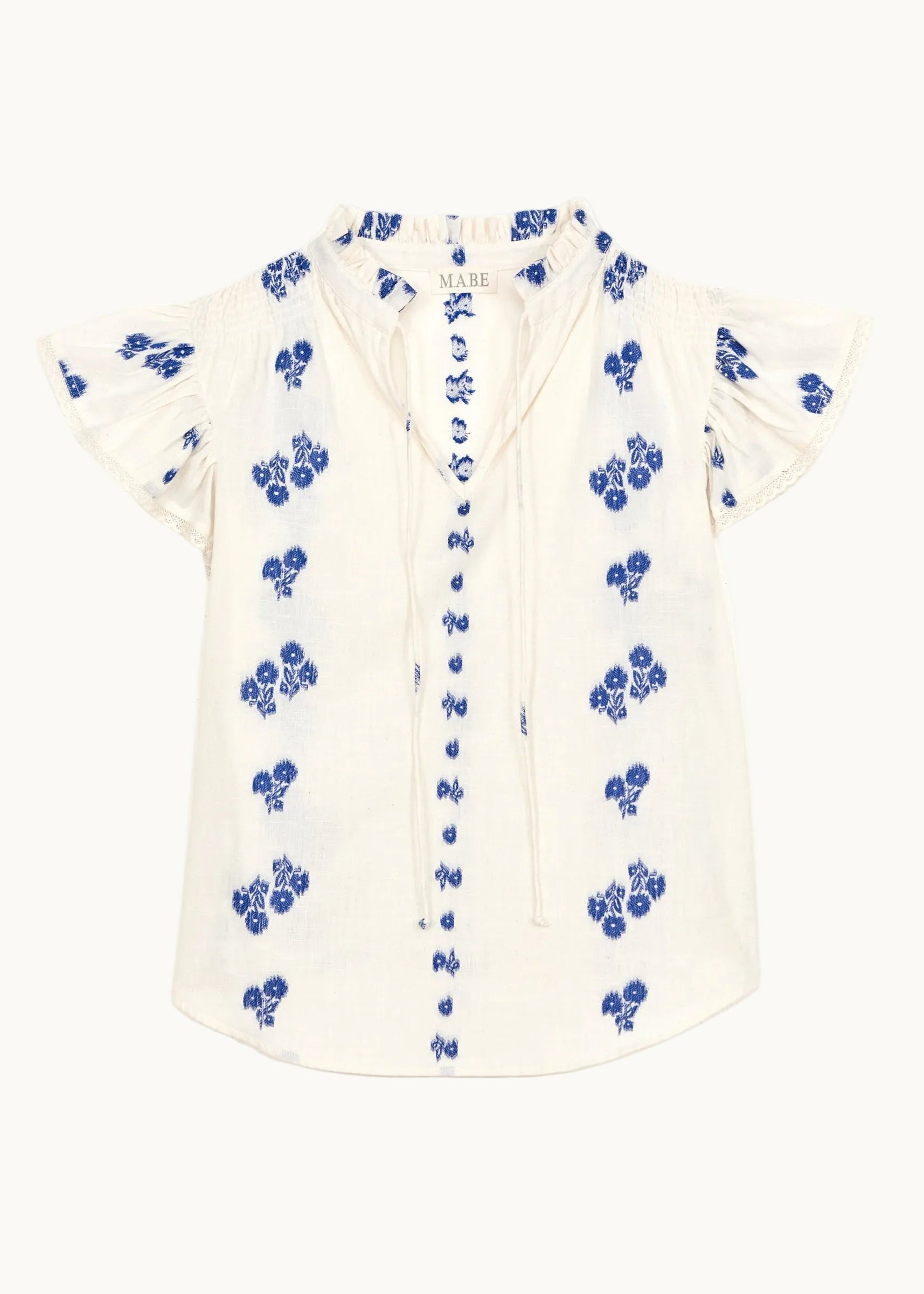 Iris Frill Short Sleeve Top - Blue
