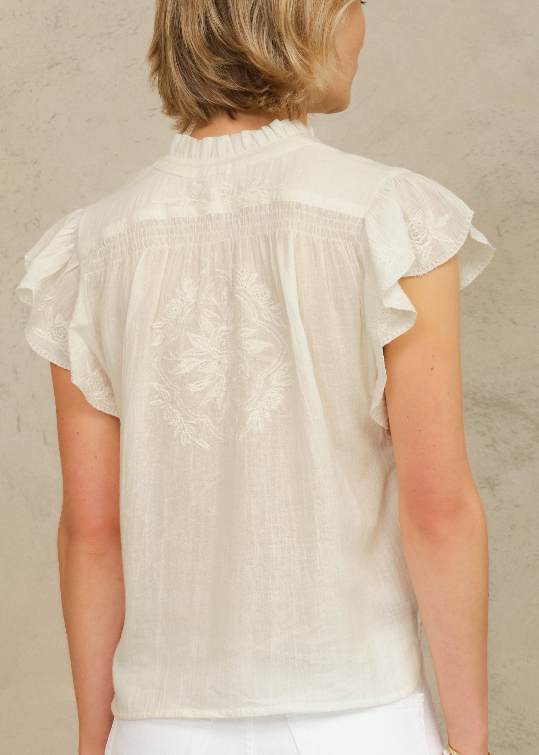 Lilia Short Sleeve Top - Ecru