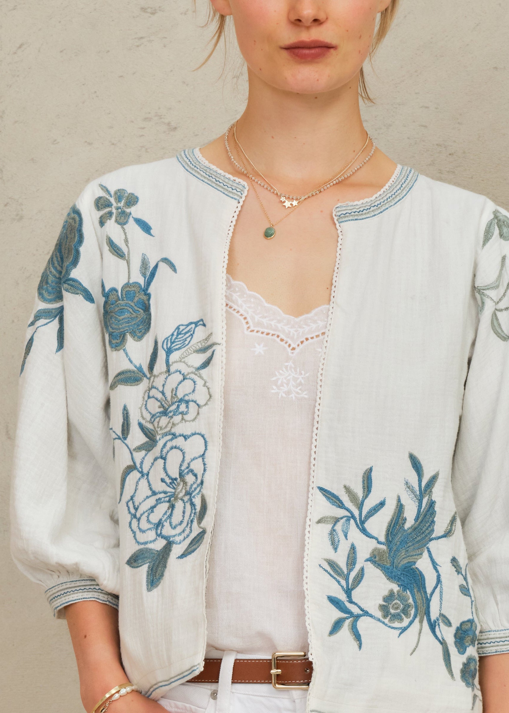 Ori Jacket - Ecru/Blue