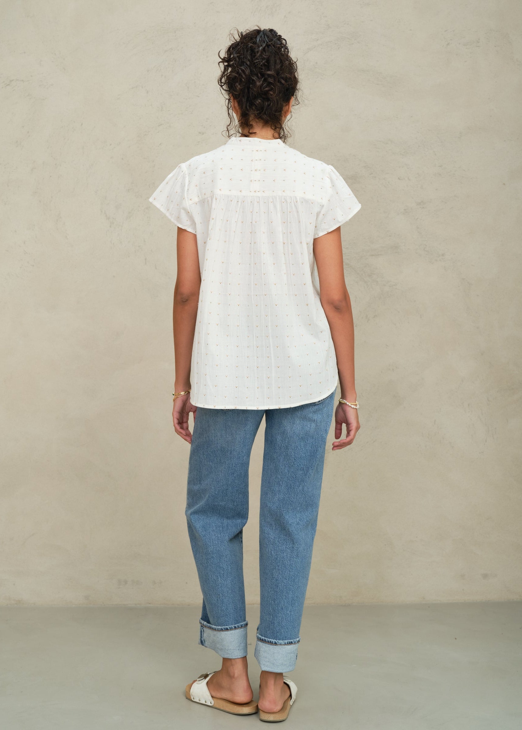 Rita Short Sleeve Top - Ecru/Multi