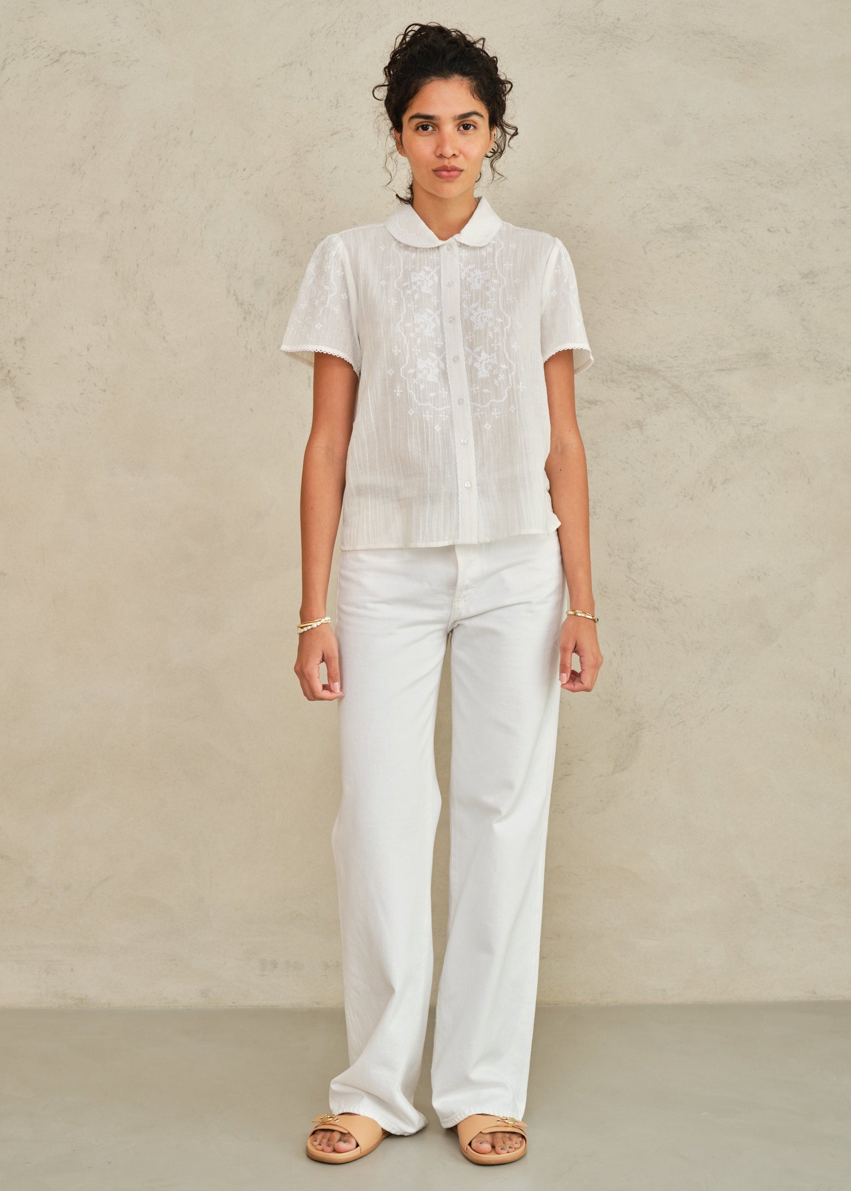 Ruby Short Sleeve Top - Ecru/White