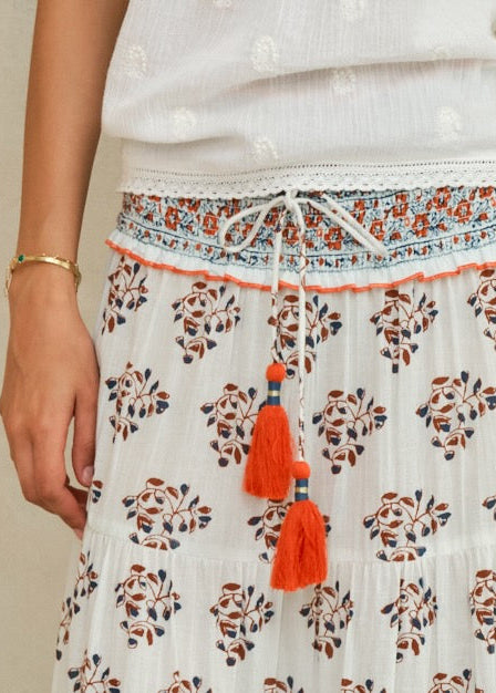 Stella Maxi Skirt - Ecru/Rust