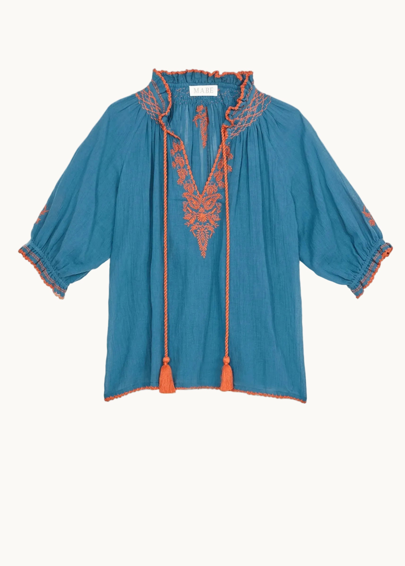 Talia Short Sleeve Top - Blue/Orange