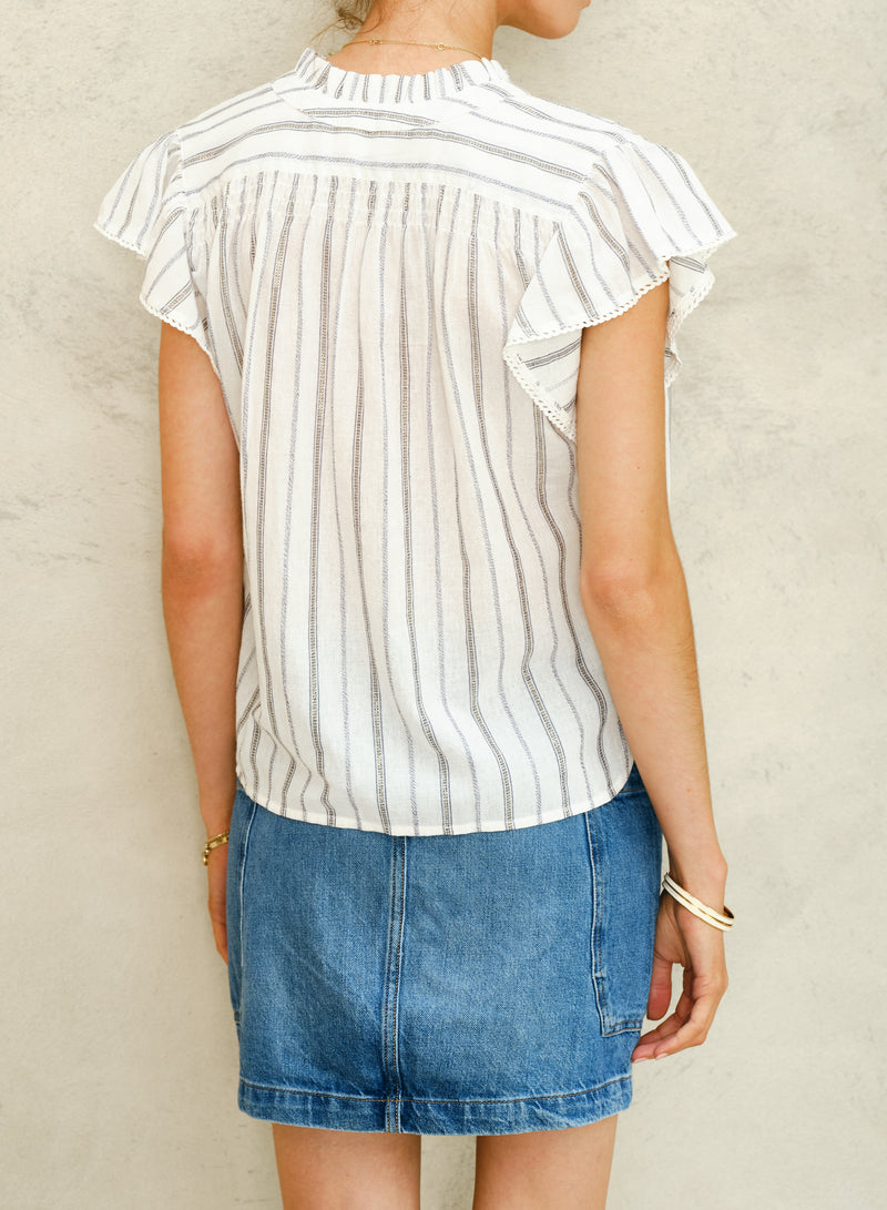 Alma Top - Ecru Stripe