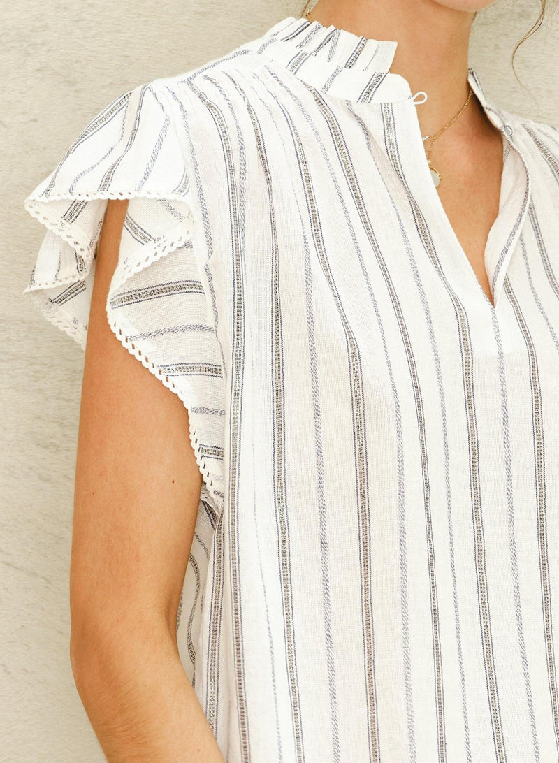 Alma Top - Ecru Stripe