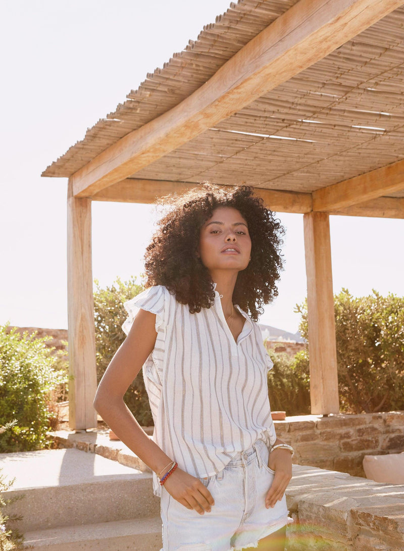 Alma Top - Ecru Stripe