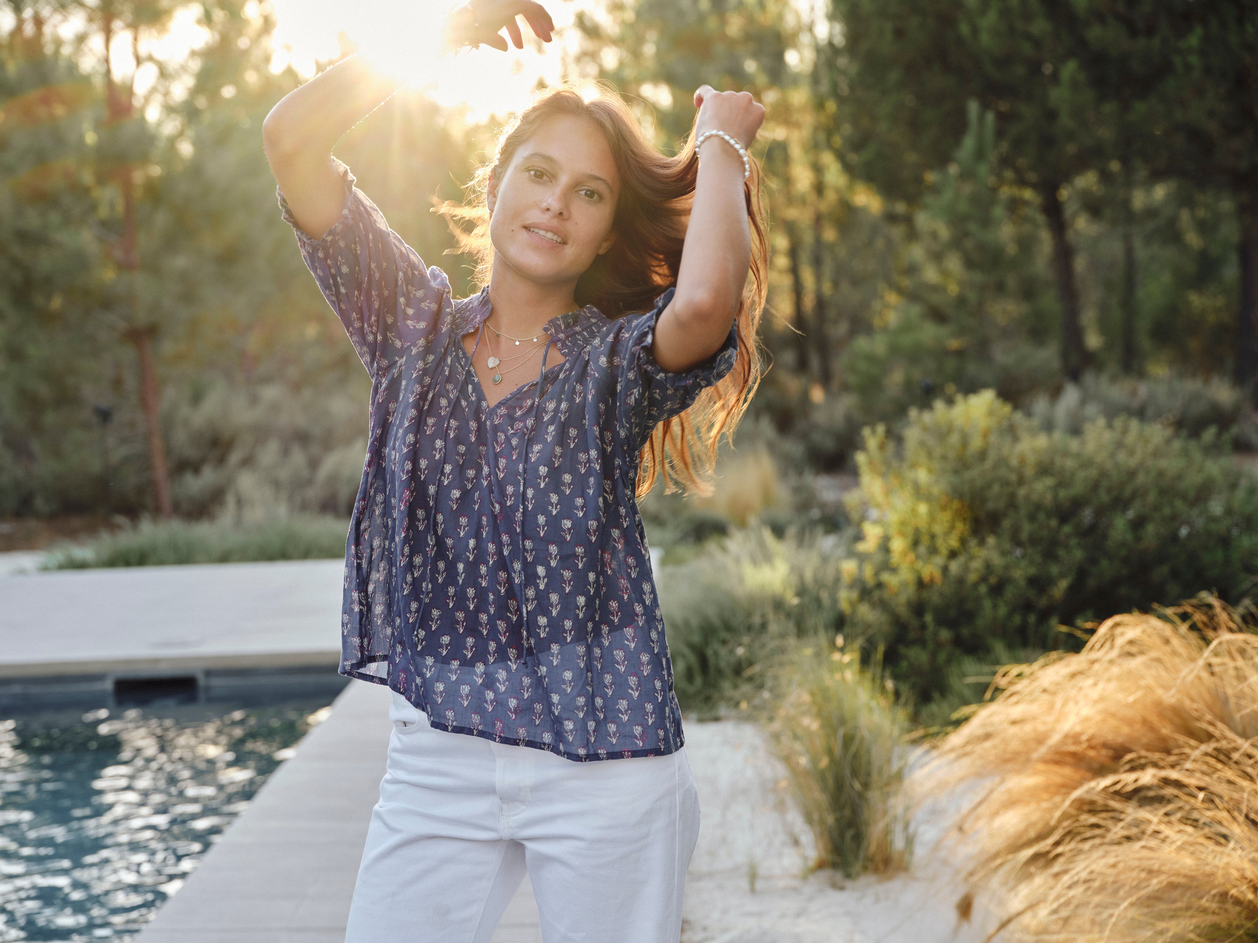 Ari Short Sleeve Top - Indigo