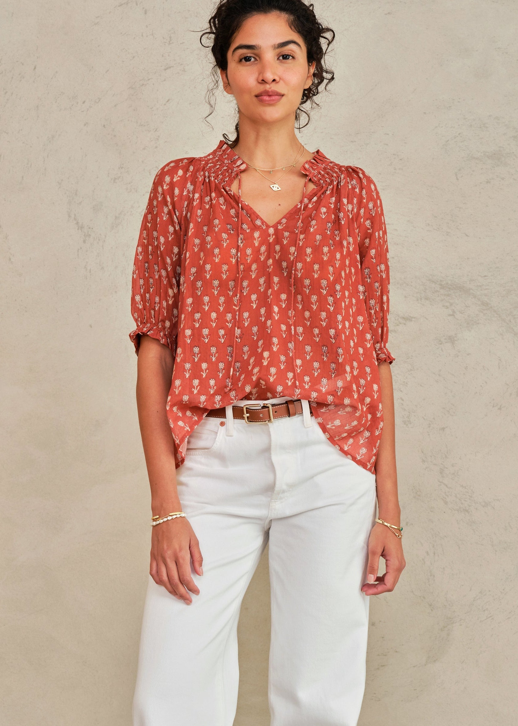 Ari Short Sleeve Top - Rust