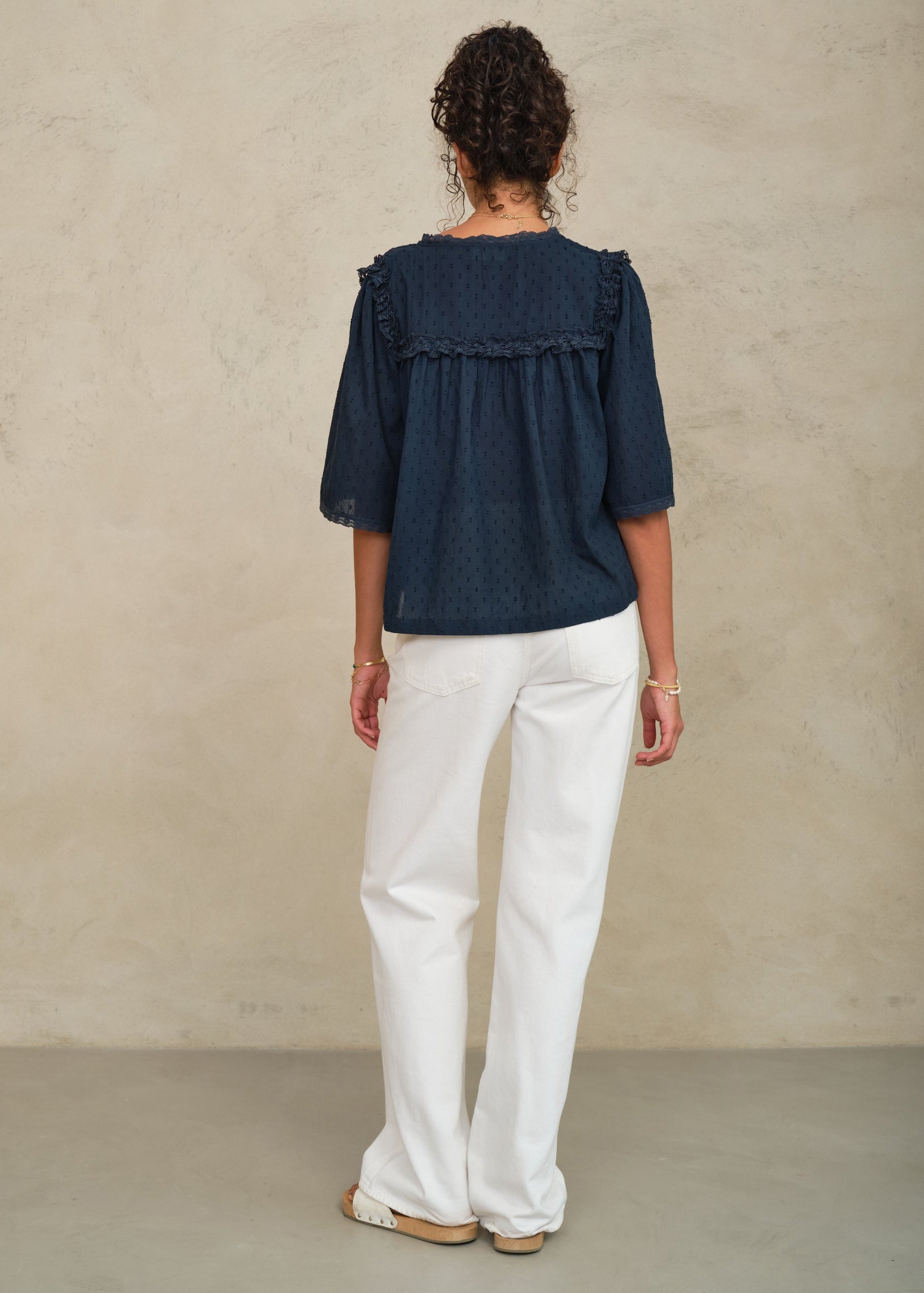 Brea Frill Top - Navy