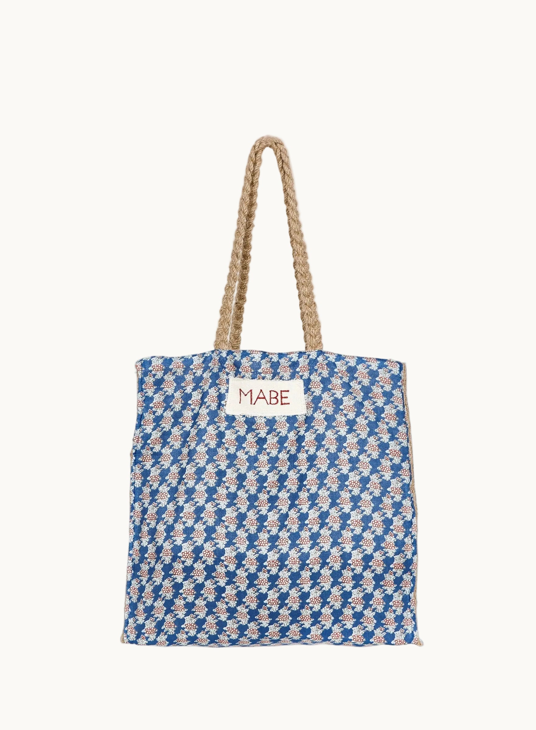 Blockprint & Jute Tote