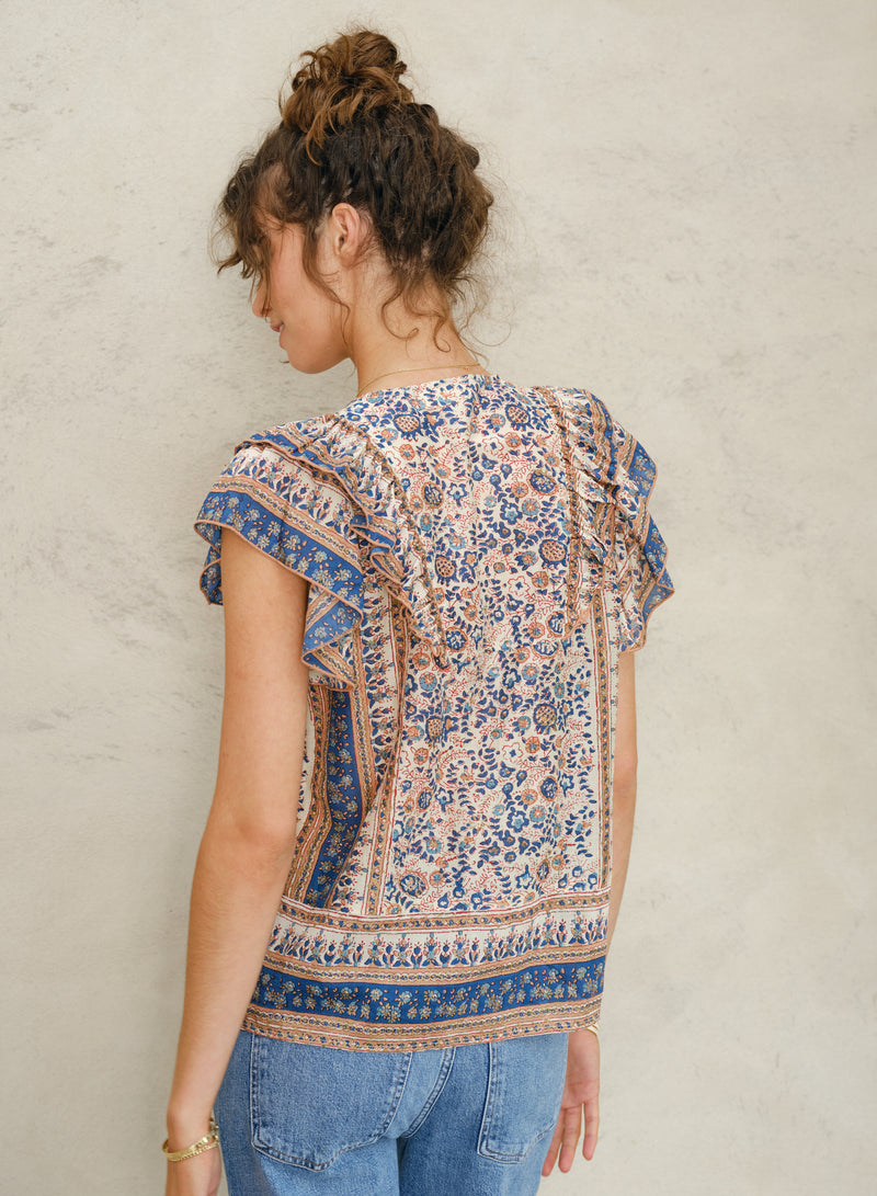 Cass Frill Top - Navy