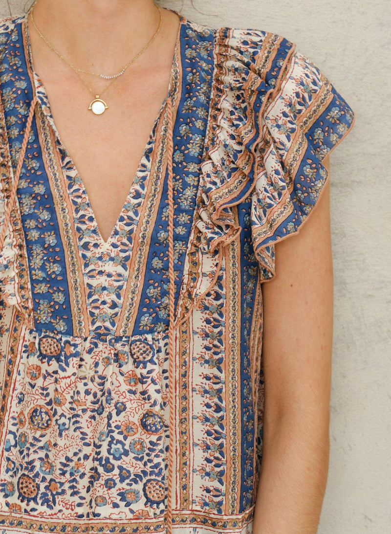 Cass Frill Top - Navy