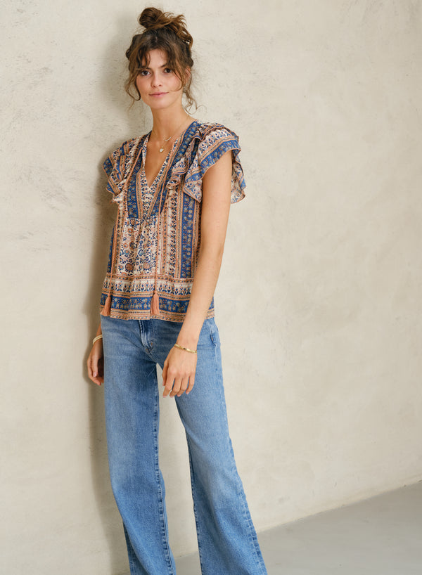 Cass Frill Top - Navy