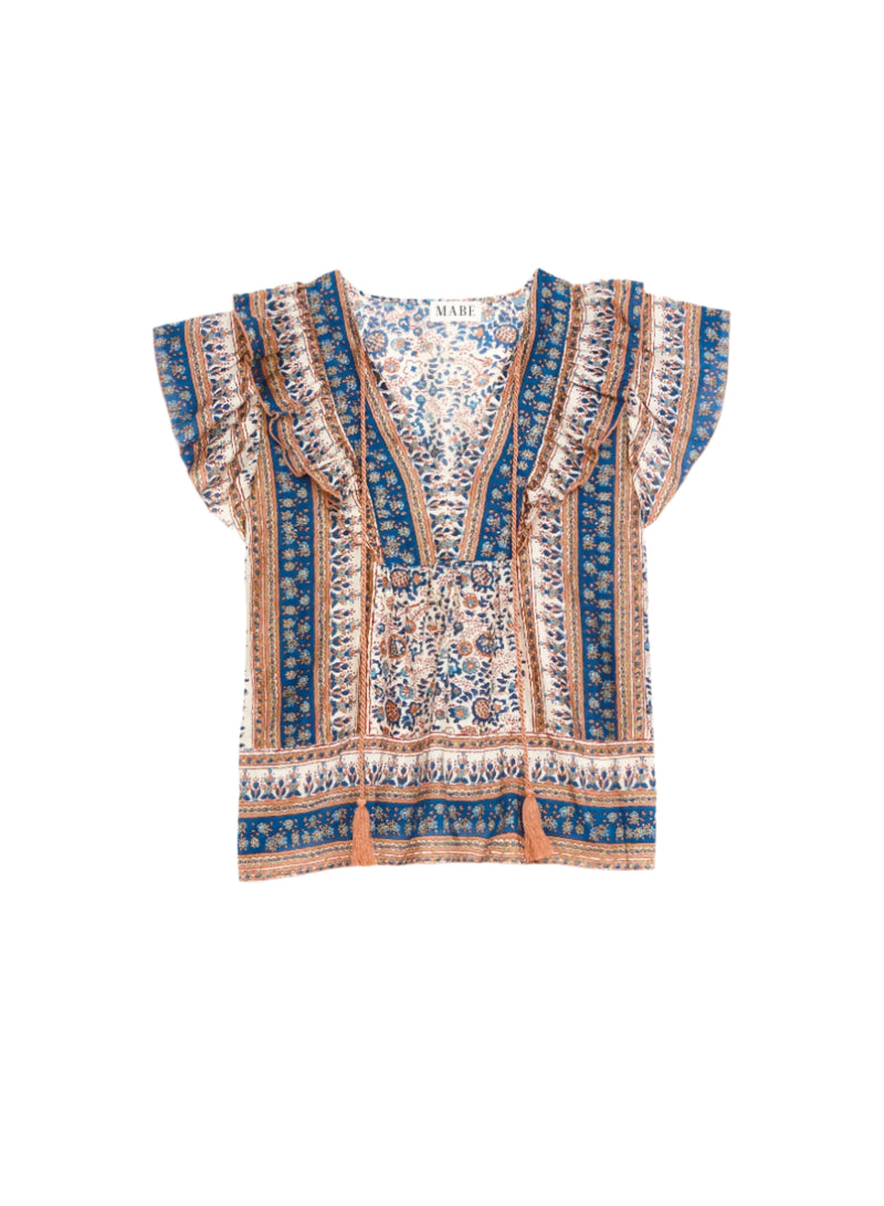 Cass Frill Top - Navy