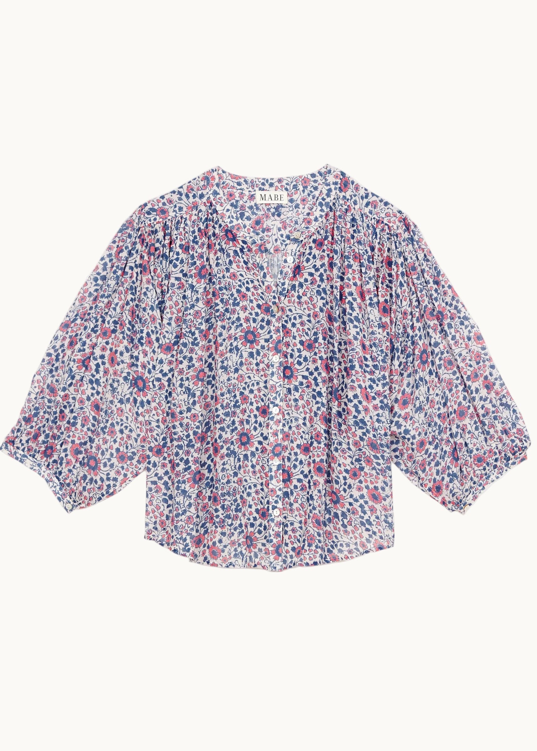 Della Long Sleeve Top - Blue/Pink