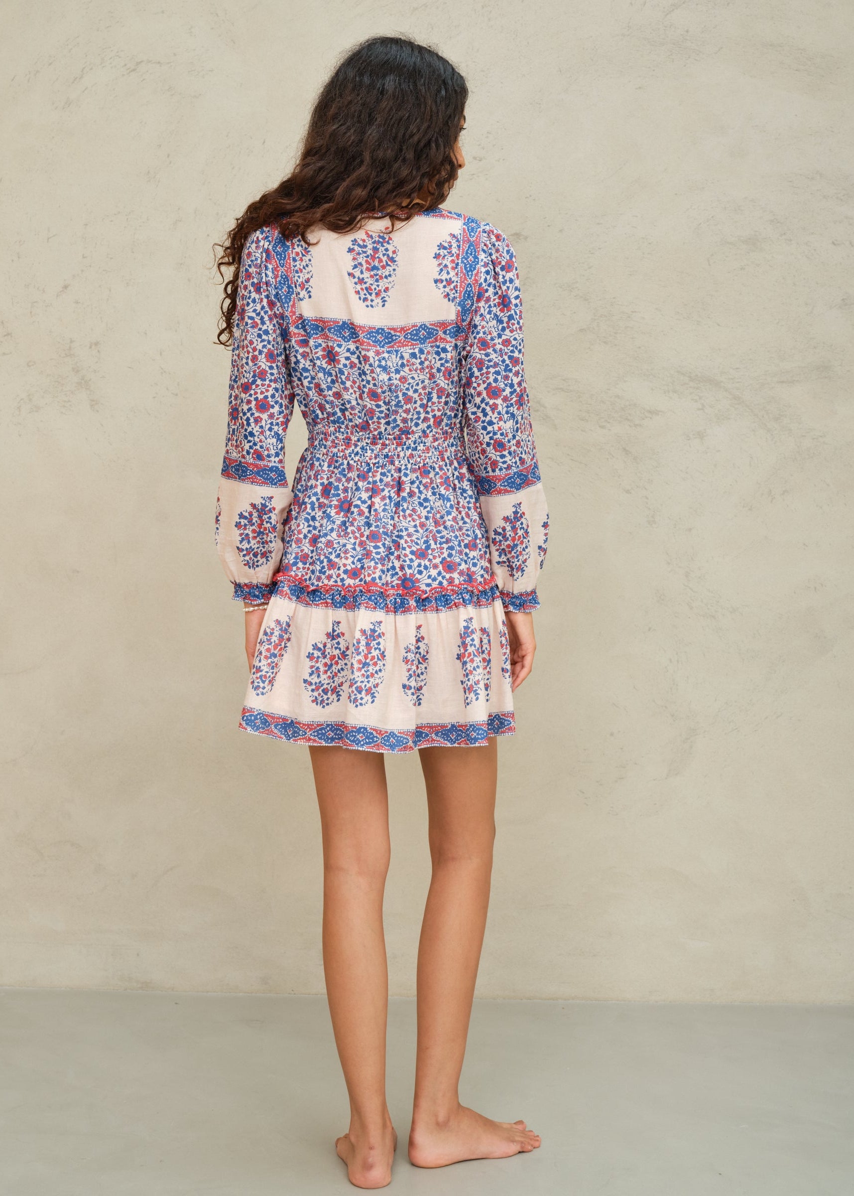 Della Long sleeve Sundress - Blue/Pink
