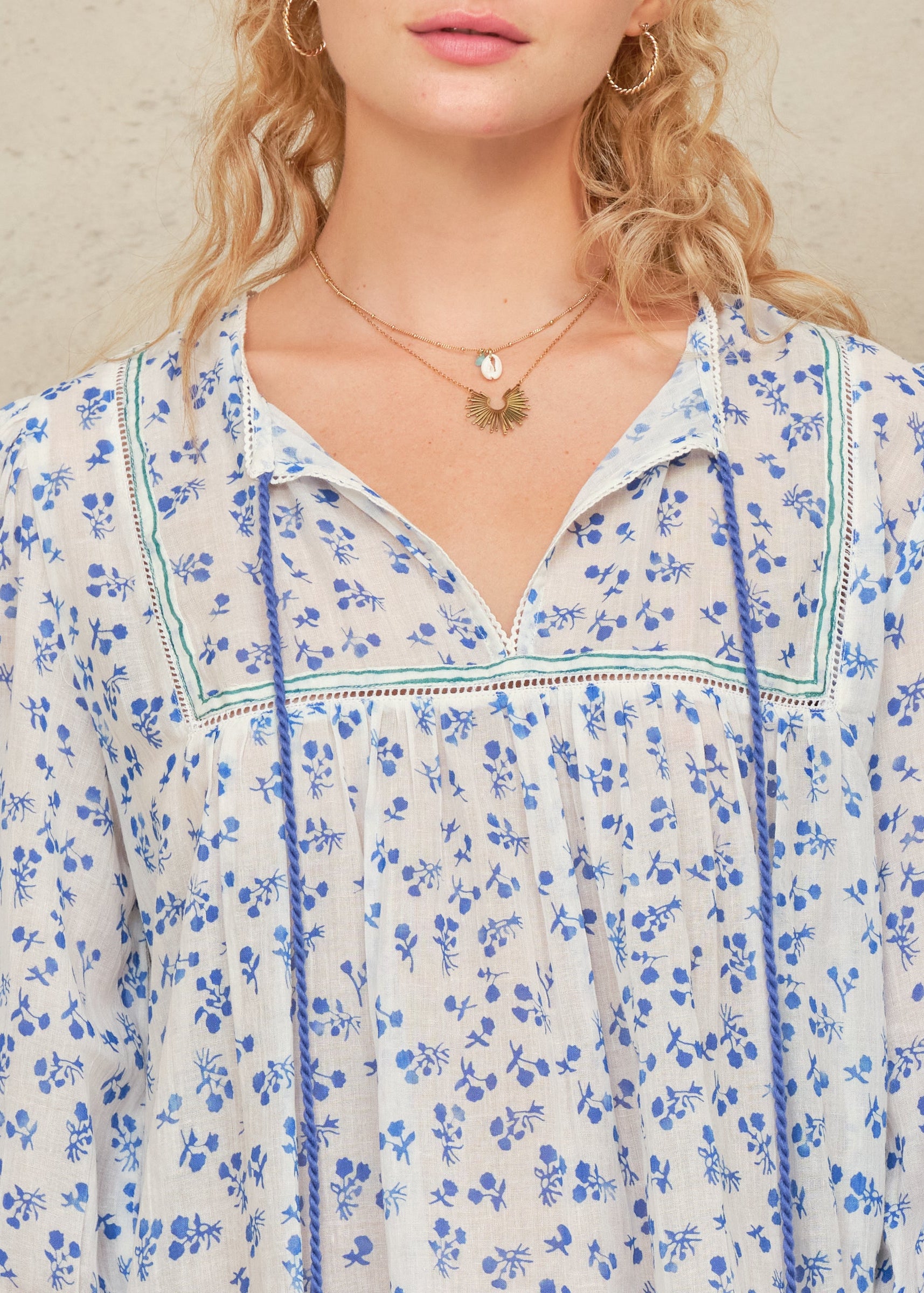 Edie Long Sleeve Top - Blue