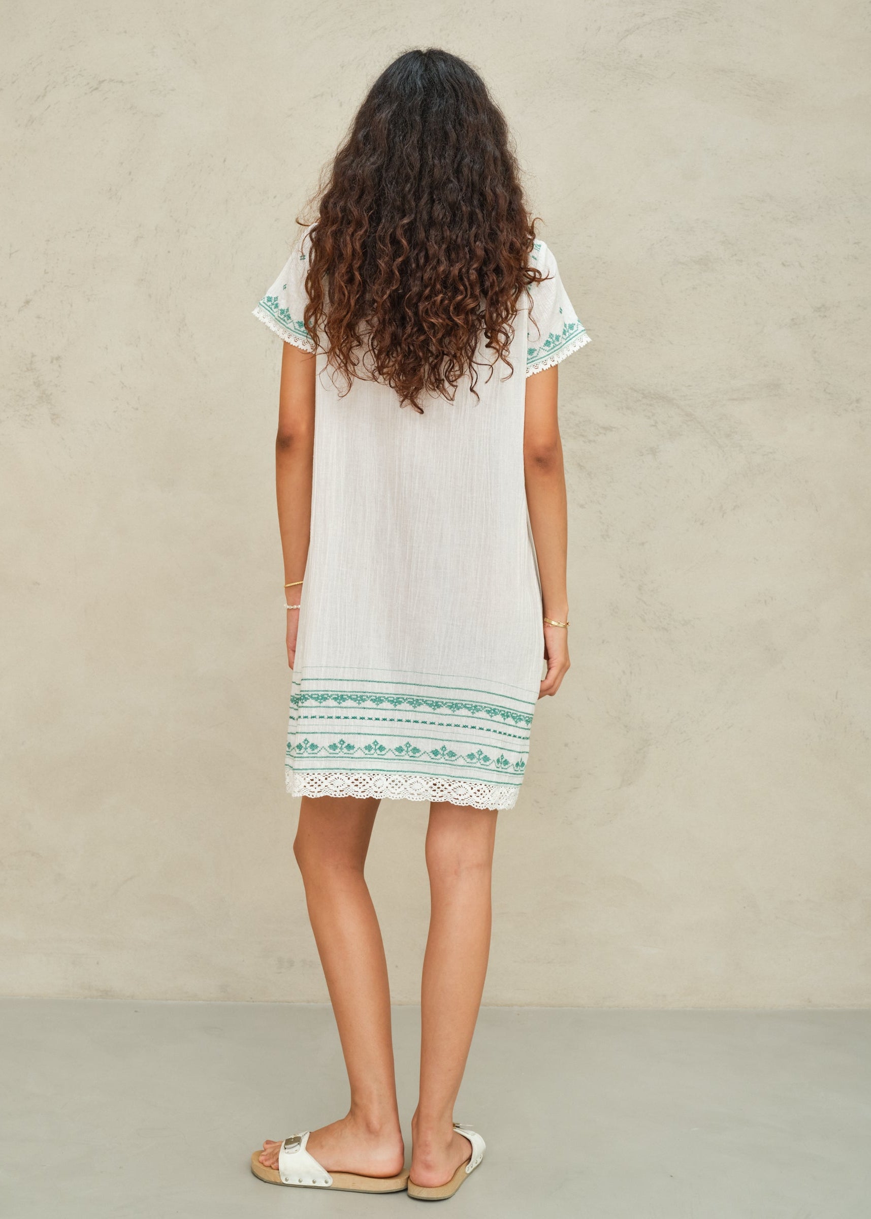 Elsa Sundress - Ecru/Green