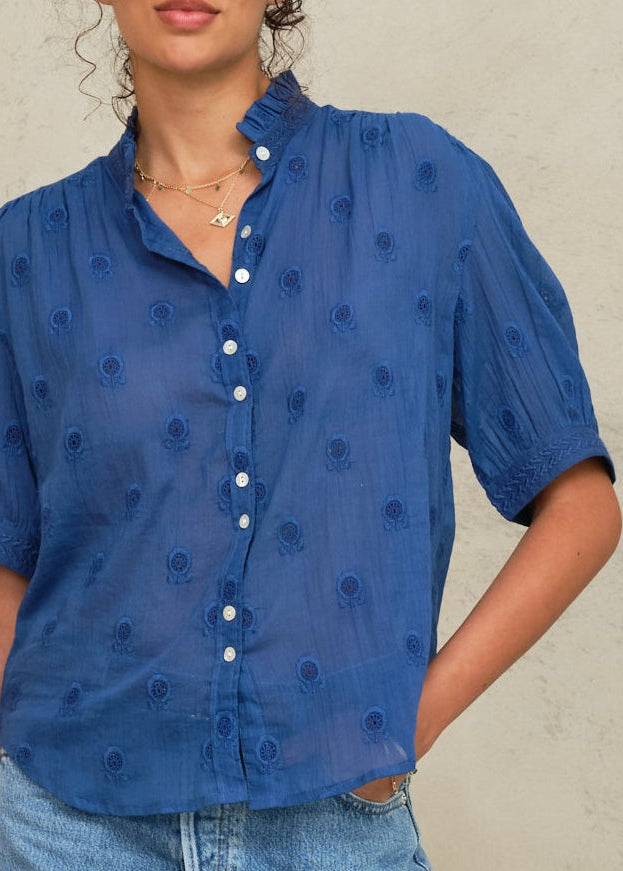 Frani Short Sleeve Top - Cobalt