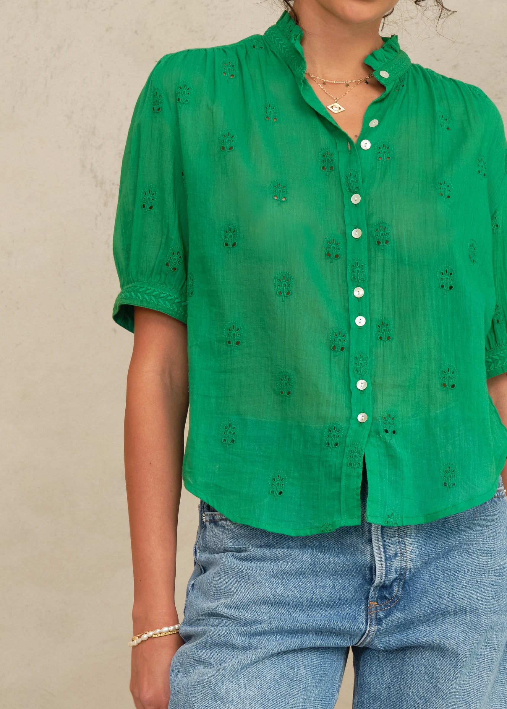 Frani Short Sleeve Top - Green