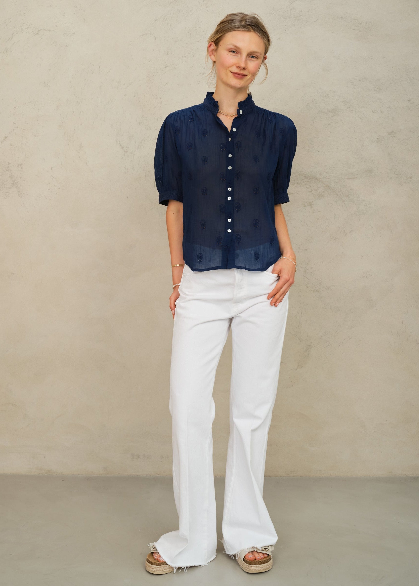 Frani Short Sleeve Top - Indigo