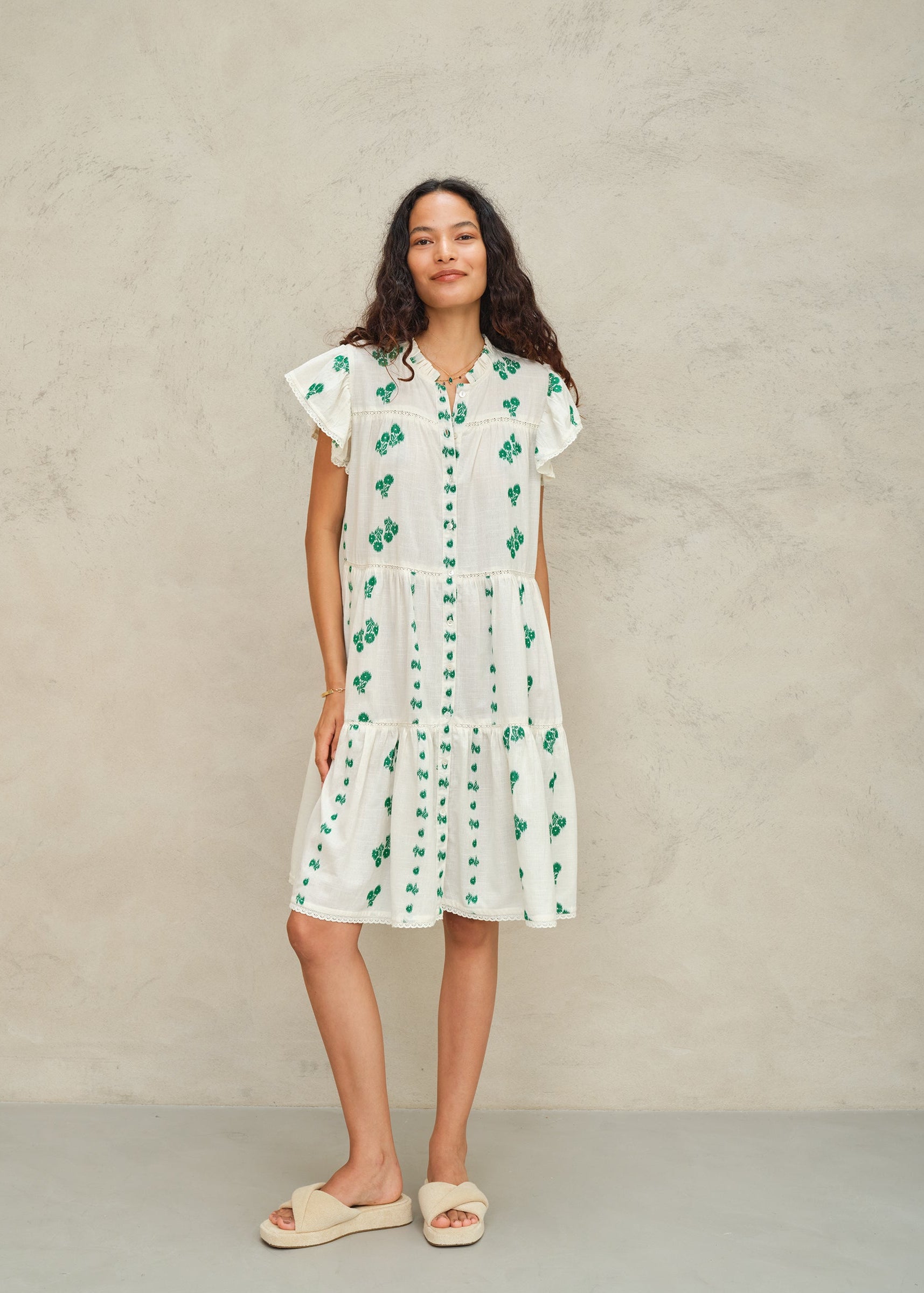 Iris Frill Sundress - Green