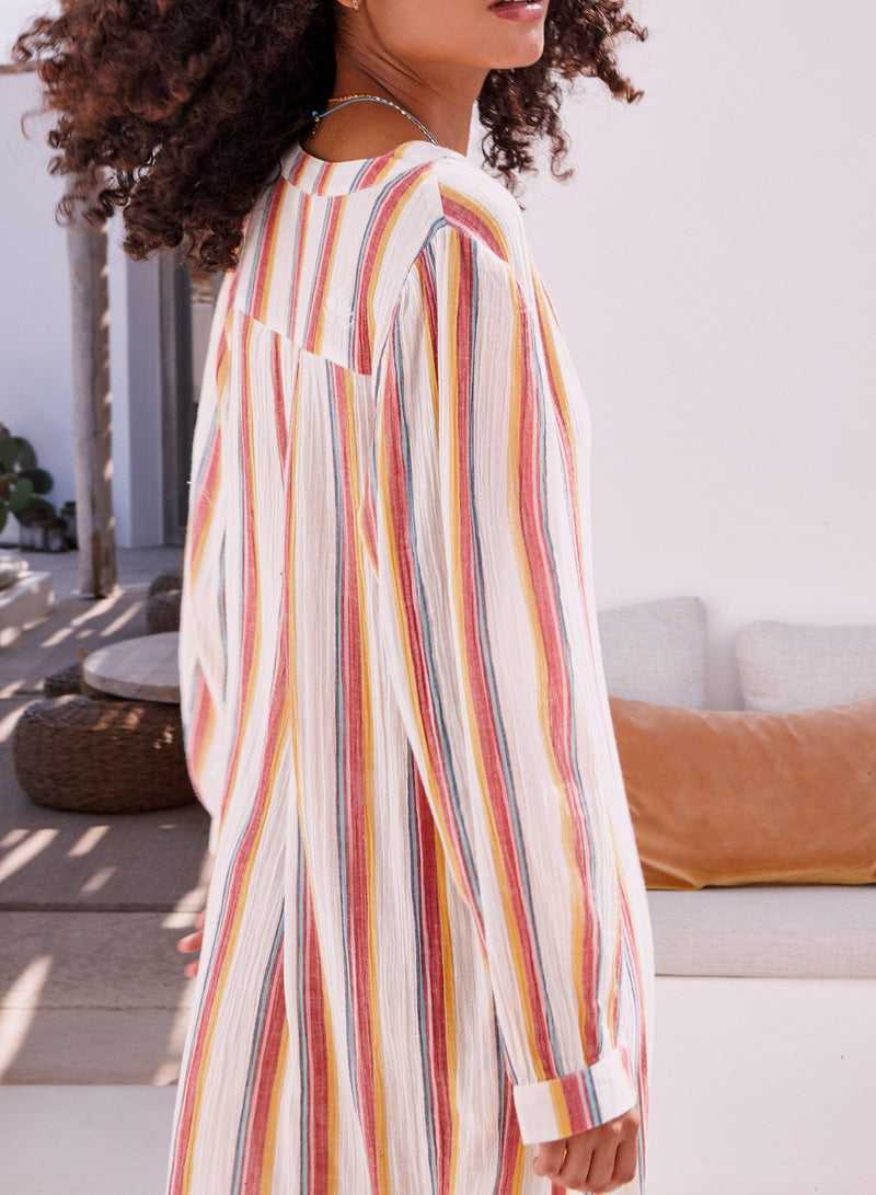 Kori Stripe Kaftan - Ecru/Multi
