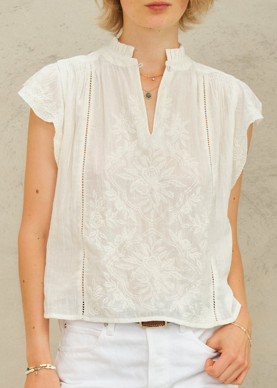 Lilia Short Sleeve Top - Ecru