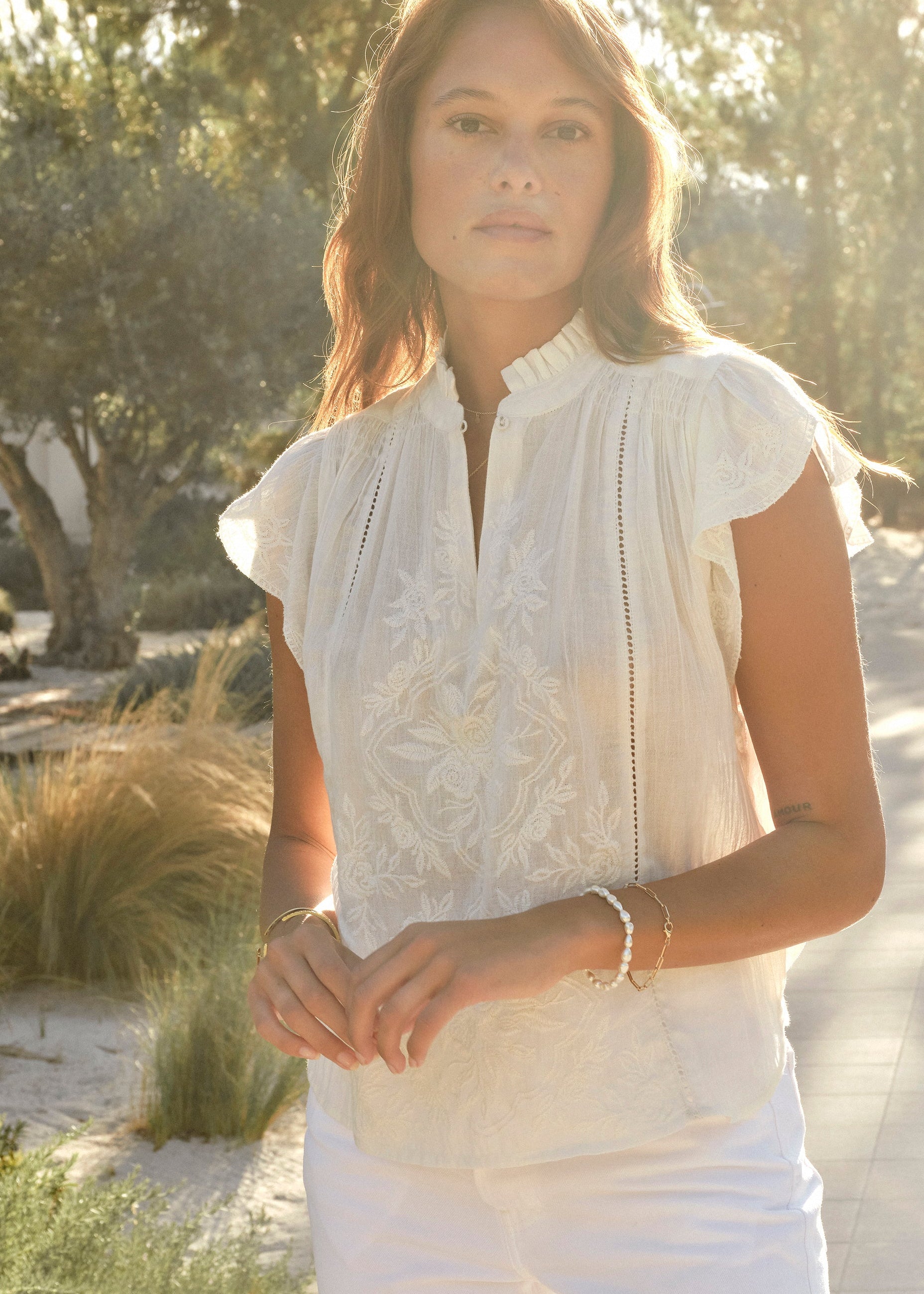 Lilia Short Sleeve Top - Ecru