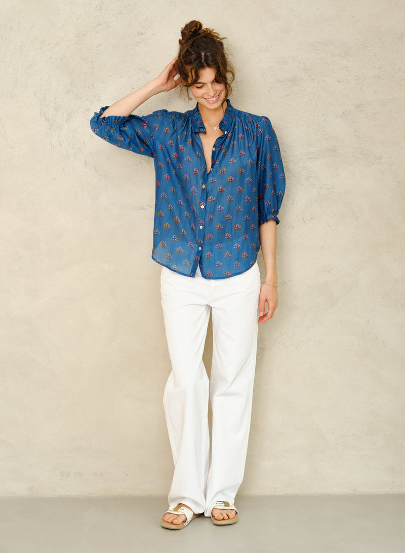 Lindi Printed Top - Blue