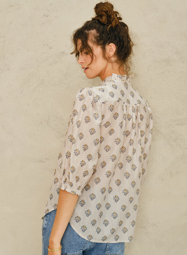 Lindi Printed Top - Ecru