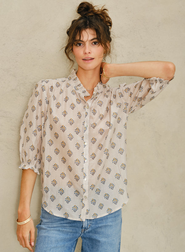 Lindi Printed Top - Ecru