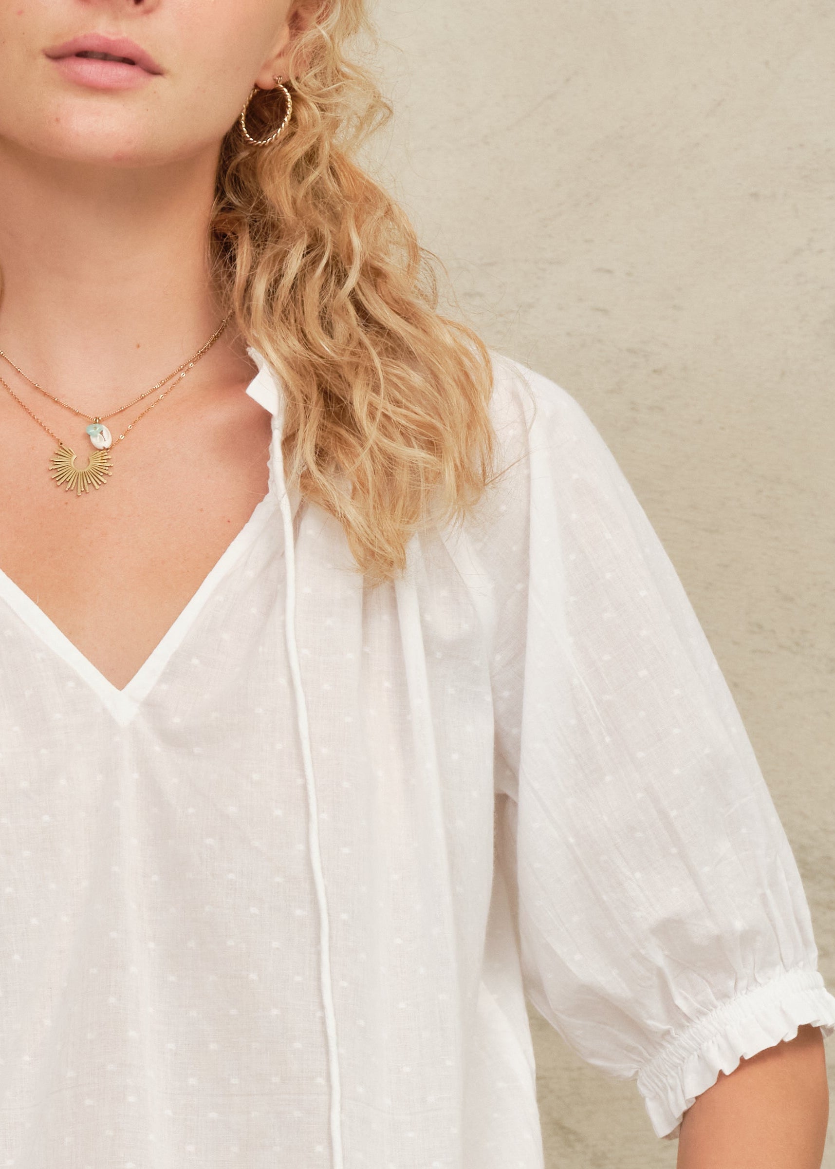 Lotta Short Sleeve Top - White
