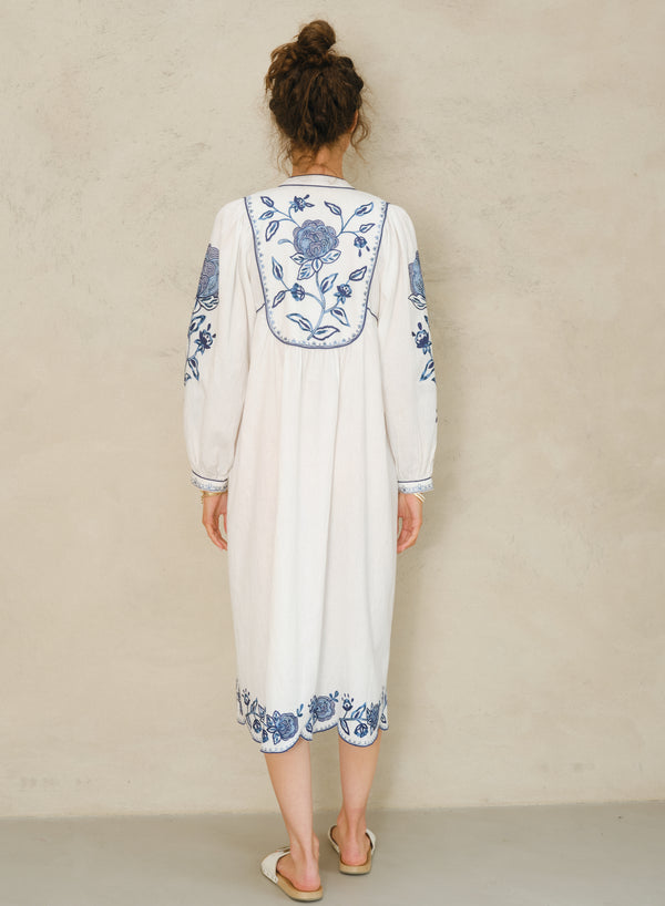 Lucia Tunic - Ecru/Blue