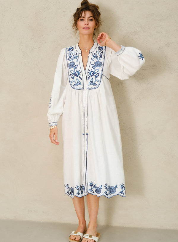 Lucia Tunic - Ecru/Blue
