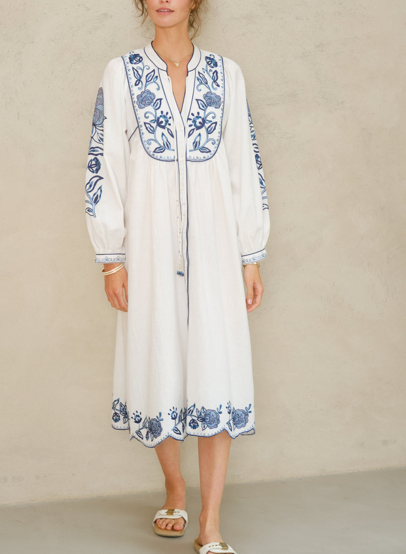 Lucia Tunic - Ecru/Blue
