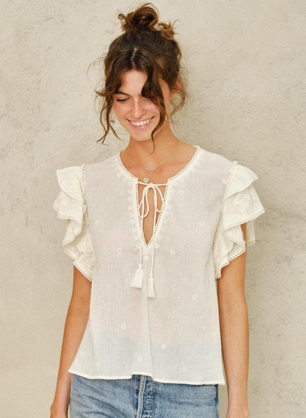 Mina Short Sleeved Top - Ecru