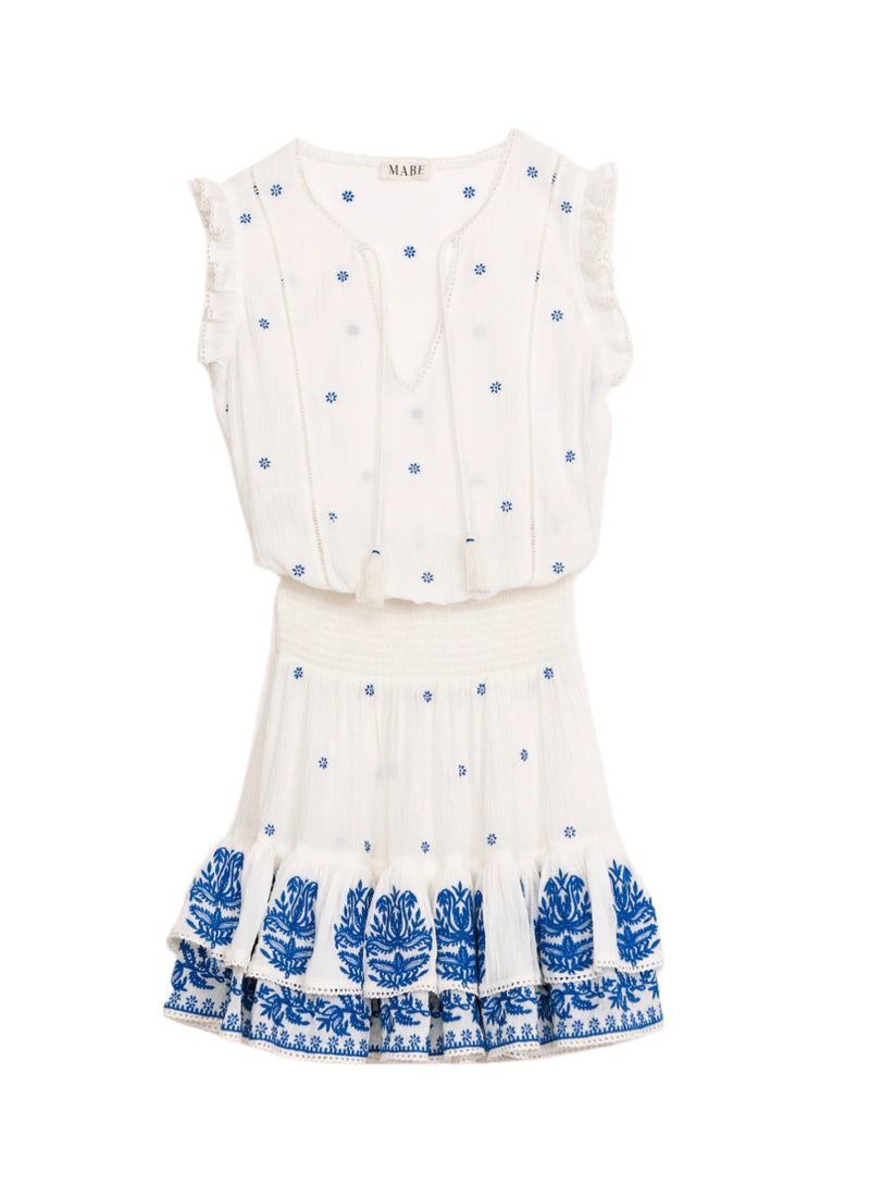 Mina Sundress - Ivory/Blue