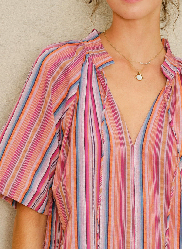 Palmer Gathered Top - Multi Stripe