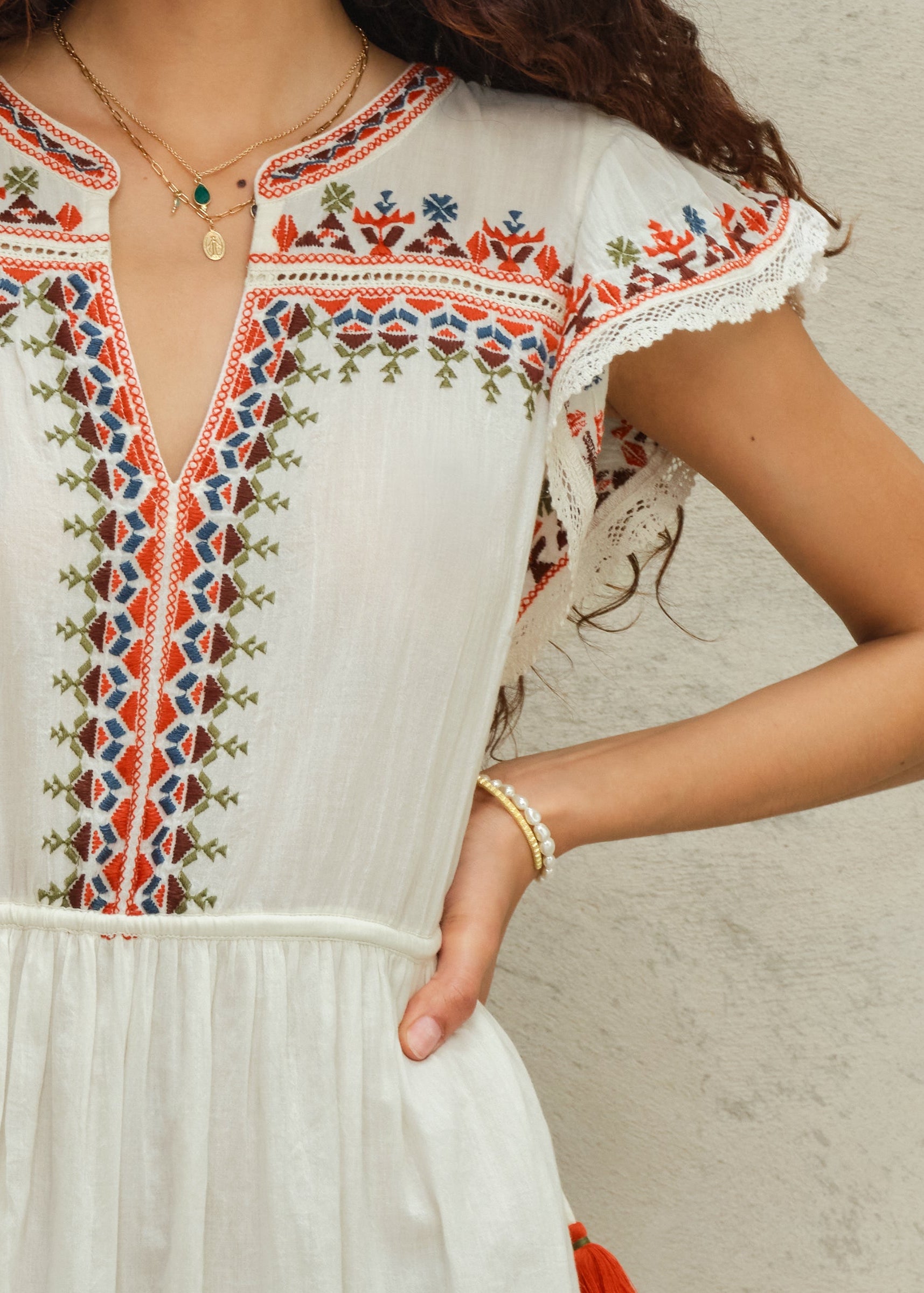 Rani Dress - Ecru/Multi