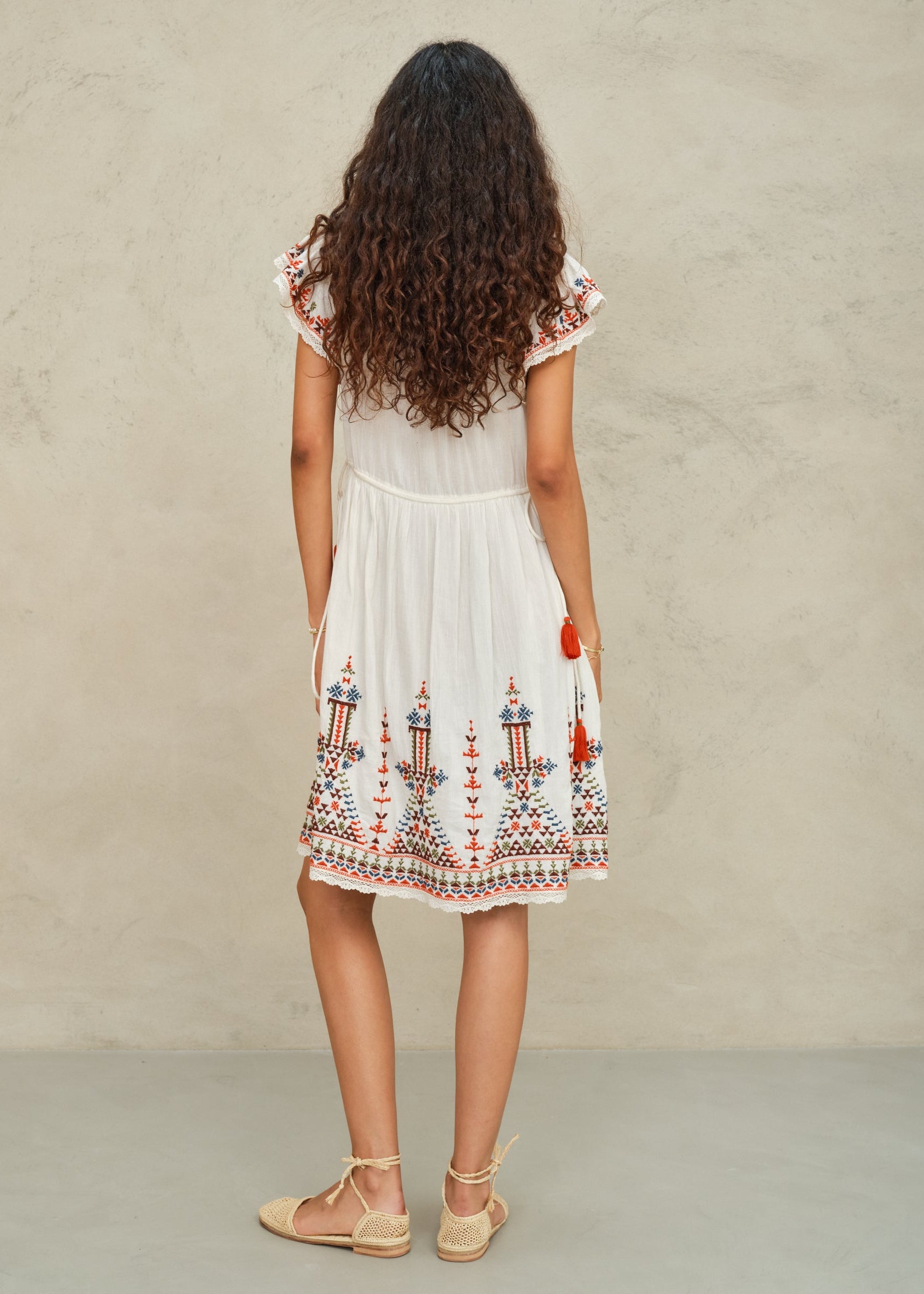 Rani Dress - Ecru/Multi